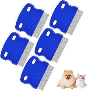 5 Pack Flea Lice Comb, Stainless Steel Dog Cat Grooming Combs with Rounded Teeth, Professional Pet Tear Stain Remover, Dematting Tool for Small, Medium & Large Pets 5 Pack Flea Lice Comb, Stainless Steel Dog Cat Grooming Combs with Rounded Teeth, Professional Pet Tear Stain Remover, Dematting Tool for Small, Medium & Large Pets