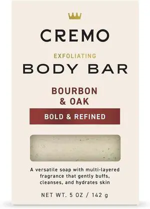 Cremo Exfoliating Body Bar for Men, Bourbon & Oak Scent, Multi-Layered Fragrance That Buffs, Cleanses and Hydrates Skin, 5oz Cremo Exfoliating Body Bar for Men, Bourbon & Oak Scent, Multi-Layered Fragrance That Buffs, Cleanses and Hydrates Skin, 5oz