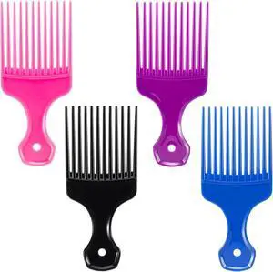 SIMPOR 4 Pcs Hair Pick Comb Wide Tooth Lift for Hair Styling Detangling, Plastic Afro Pick for Women Men, Fist Picks for Curly and Afro Hair (Multiple colors) SIMPOR 4 Pcs Hair Pick Comb Wide Tooth Lift for Hair Styling Detangling, Plastic Afro Pick for Women Men, Fist Picks for Curly and Afro Hair (Multiple colors)