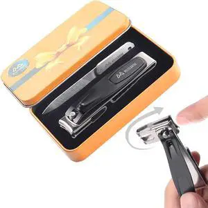 MILEILUOYUE Nail Clippers 2PcsNail File,360°Degree Rotating Head Nail Clippers,Stainless Steel Sharp Pedicure, Swivel Head for Thick Nails,Metal Tin Box for Suitable for Gifts MILEILUOYUE Nail Clippers 2PcsNail File,360°Degree Rotating Head Nail Clippers,Stainless Steel Sharp Pedicure, Swivel Head for Thick Nails,Metal Tin Box for Suitable for Gifts