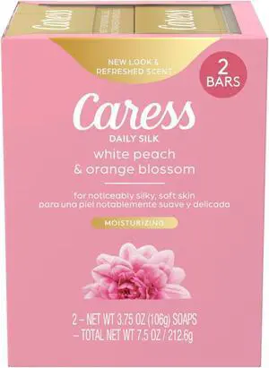 Caress Beauty Bar Soap For Women, Daily Silk With Silk Extract and Floral Oil Essence Moisturizing Body Soap for Silky, Soft Skin, 3.75 oz, 2 Bath Bars Caress Beauty Bar Soap For Women, Daily Silk With Silk Extract and Floral Oil Essence Moisturizing Body Soap for Silky, Soft Skin, 3.75 oz, 2 Bath Bars