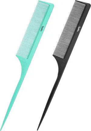 2Pcs Rat Tail Comb Parting Combs for Women, Fine Tooth Parting Tip Carbon Fiber Root Teasing Anti Static Hair Comb for Styling (Green,Black) 2Pcs Rat Tail Comb Parting Combs for Women, Fine Tooth Parting Tip Carbon Fiber Root Teasing Anti Static Hair Comb for Styling (Green,Black)