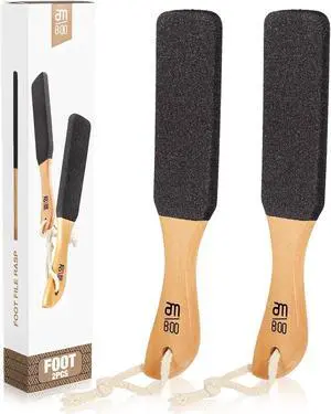 Pumice Stone Foot File, Wooden Handle Foot Scrubber & Callus Remover | for women and men with dry rough cracked heels, home pedicure, shower spa routine, corns and hard skin care use(2-Pack) Pumice Stone Foot File, Wooden Handle Foot Scrubber & Callus Remover | for women and men with dry rough cracked heels, home pedicure, shower spa routine, corns and hard skin care use(2-Pack)