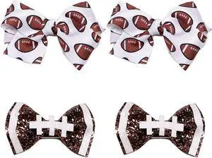4Pcs Football Hair Bow Clip Glitter Hair Clips, Cheer Bow Hair Clips, Football Party Sports Game Clothing Hair Accessories Supplies Girls, Women 4Pcs Football Hair Bow Clip Glitter Hair Clips, Cheer Bow Hair Clips, Football Party Sports Game Clothing Hair Accessories Supplies Girls, Women