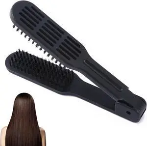 Double Sided Bristle Hair Brush, Hair Straightening Comb, Clamp Hair Brush for Smoothing and Styling, Salon Hairdressing Styling Tool for Women and Men(Black) Double Sided Bristle Hair Brush, Hair Straightening Comb, Clamp Hair Brush for Smoothing and Styling, Salon Hairdressing Styling Tool for Women and Men(Black)