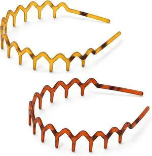 PIPUHA 2 Pack Zig Zag Headbands for Women, Matte Amber & Tortoise Comb Headband, Non Slip Headband with Teeth for Slick Back Hair, Vintage Wavy Hair Accessories for Daily Styling PIPUHA 2 Pack Zig Zag Headbands for Women, Matte Amber & Tortoise Comb Headband, Non Slip Headband with Teeth for Slick Back Hair, Vintage Wavy Hair Accessories for Daily Styling