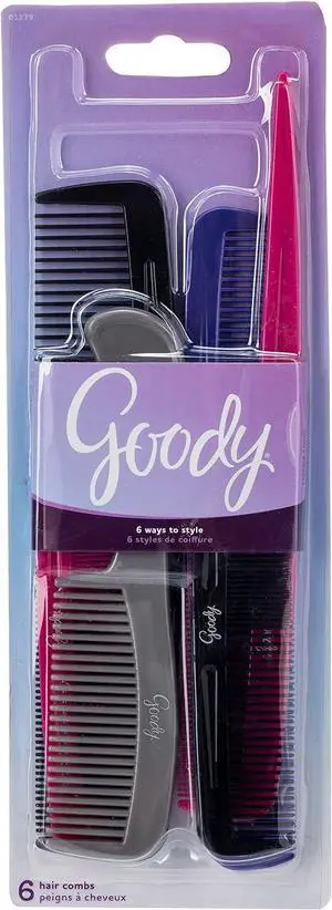 Goody - Hair Products Family Set of 6 Combs - Assorted Colors - 1 Pack Goody - Hair Products Family Set of 6 Combs - Assorted Colors - 1 Pack