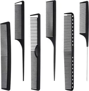 6 Pieces Carbon Fiber Hair Combs Set, General Styling Grooming Combs, Anti Static Heat Resistant Hairdressing Comb, Fine and Wide Tooth Hair Barber Rat Tail Comb 6 Pieces Carbon Fiber Hair Combs Set, General Styling Grooming Combs, Anti Static Heat Resistant Hairdressing Comb, Fine and Wide Tooth Hair Barber Rat Tail Comb