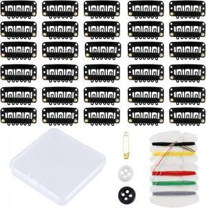 30 Pieces Wig Clips to Secure, Flat Hair Clip, Hair Extension Clip with Thread Kit, Hair Extensions Clip for Women, Bangs Hair Clip DIY Set for Kids and Pets, Black Chunni Clips 30 Pieces Wig Clips to Secure, Flat Hair Clip, Hair Extension Clip with Thread Kit, Hair Extensions Clip for Women, Bangs Hair Clip DIY Set for Kids and Pets, Black Chunni Clips