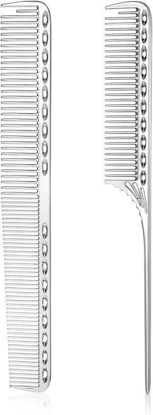 Stainless Steel Fine Tooth Comb, 2 PCS Metal Rat Tail Comb for Men Anti-Static Professional Barber Hair Styling Combs Space Aluminum Unbreakable Metal Haircut Hair Combs for Men Women, Heat Resistant Stainless Steel Fine Tooth Comb, 2 PCS Metal Rat Tail Comb for Men Anti-Static Professional Barber Hair Styling Combs Space Aluminum Unbreakable Metal Haircut Hair Combs for Men Women, Heat Resistant