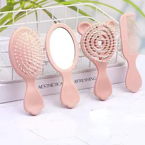 4 Pieces Mini Hair Brush Hair Comb Set For Women Girls Kids Toddler Small Travel Hair Combs Brushes Handheld Mirror Set Detangling Comb Massage HairBrush with Air Cushion (Pink) 4 Pieces Mini Hair Brush Hair Comb Set For Women Girls Kids Toddler Small Travel Hair Combs Brushes Handheld Mirror Set Detangling Comb Massage HairBrush with Air Cushion (Pink)