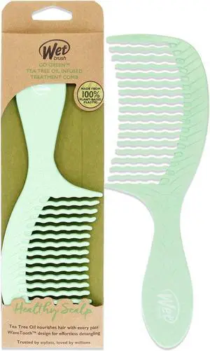 Wet Brush Go Green Tea Tree Oil Infused Treatment Comb - Wide Tooth Hair Detangler with WaveTooth Design that Gently and Glides Through Tangles - No Split Ends and No Damage Wet Brush Go Green Tea Tree Oil Infused Treatment Comb - Wide Tooth Hair Detangler with WaveTooth Design that Gently and Glides Through Tangles - No Split Ends and No Damage