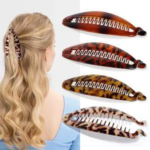 Banana Hair Clip, 4 PCS Large Banana Clips for Women (Leopard) | Flexible Hair Clips for Thick Hair, Classic Hair Comb for Any Occasion Banana Hair Clip, 4 PCS Large Banana Clips for Women (Leopard) | Flexible Hair Clips for Thick Hair, Classic Hair Comb for Any Occasion