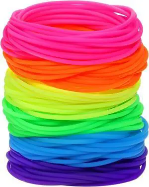 Penta Angel Silicone Jelly Hair Tie Bracelet 30Pcs Adult Size Retro Solid Neon 80s Style Costume Wrist Band Elastics for Men Women Party Favors (30) Penta Angel Silicone Jelly Hair Tie Bracelet 30Pcs Adult Size Retro Solid Neon 80s Style Costume Wrist Band Elastics for Men Women Party Favors (30)