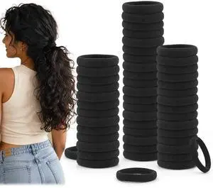Dreamlover Black Ouchless Hair Ties for Thick Hair, 50 Pieces | Soft Stretch, Ouchless No Damage, Gentle Elastic, For Women Girls Dreamlover Black Ouchless Hair Ties for Thick Hair, 50 Pieces | Soft Stretch, Ouchless No Damage, Gentle Elastic, For Women Girls