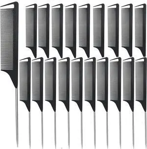 Metal Carbon Parting Combs for Women, Girls - 20 PCS for Curly, Braiding, Styling Hair (Black) Metal Carbon Parting Combs for Women, Girls - 20 PCS for Curly, Braiding, Styling Hair (Black)