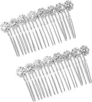 2Pcs Rhinestone Side Hair Combs Alloy Pearl Hair Comb Hairs Combs for Women Accessories Bridal Jewelry Clips Comb Flower Hairs Side Comb for Women Bridal Wedding(Silver) 2Pcs Rhinestone Side Hair Combs Alloy Pearl Hair Comb Hairs Combs for Women Accessories Bridal Jewelry Clips Comb Flower Hairs Side Comb for Women Bridal Wedding(Silver)