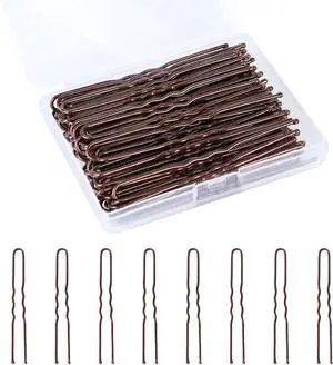 U Shaped Hair Pins, 100PCS 2.4inch Bun Hair Pins for Women Kids Girls Hairdressing Salon with Storage Box, for All Hair Types - Brown U Shaped Hair Pins, 100PCS 2.4inch Bun Hair Pins for Women Kids Girls Hairdressing Salon with Storage Box, for All Hair Types - Brown