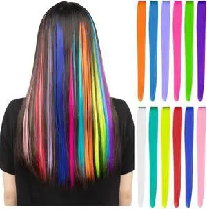 YaFex 12 Pcs Clip in Hair Extensions, 22 Inch Colored Hair Extensions Party Highlights Long Straight Synthetic Hairpieces for Women Kids Girls (Rainbow) YaFex 12 Pcs Clip in Hair Extensions, 22 Inch Colored Hair Extensions Party Highlights Long Straight Synthetic Hairpieces for Women Kids Girls (Rainbow)