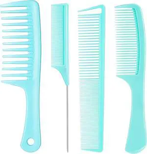 SALONSILK Mint Green 4PCS Professional Comb Set, Wide Tooth Rat Tail Fine Tooth Hair Combs, Braiding Cutting Barber Styling Curly Parting Set for Men and Women SALONSILK Mint Green 4PCS Professional Comb Set, Wide Tooth Rat Tail Fine Tooth Hair Combs, Braiding Cutting Barber Styling Curly Parting Set for Men and Women