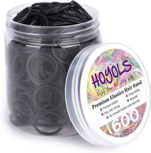 HOYOLS Black Rubber Bands for Hair, 600 Pcs, 3/4 Inch Hair Ties | Small Elastics with Strong Stretch for Braids, Dreadlocks, Thick Hair, Ponytails and Daily Styling HOYOLS Black Rubber Bands for Hair, 600 Pcs, 3/4 Inch Hair Ties | Small Elastics with Strong Stretch for Braids, Dreadlocks, Thick Hair, Ponytails and Daily Styling