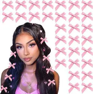 30PCS Bow Hair Clips Pink Satin Mini Bowknot Hair Accessories Cute Hair Bow Barrettes Ribbon Hairpins for Women Girls 30PCS Bow Hair Clips Pink Satin Mini Bowknot Hair Accessories Cute Hair Bow Barrettes Ribbon Hairpins for Women Girls