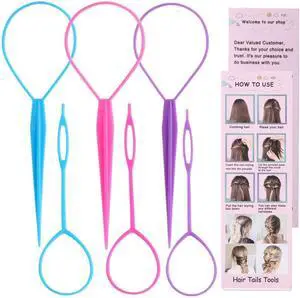 Pony Hair Tail Tools, Hair Loop Styling Tool French Braiding Hair Tool | ZTRHYOO 6pcs Hair Braid Accessories Ponytail Maker for Women Girls, Ponytail Hair Pull Through Tool (2pink+2blue+2purple) Pony Hair Tail Tools, Hair Loop Styling Tool French Braiding Hair Tool | ZTRHYOO 6pcs Hair Braid Accessories Ponytail Maker for Women Girls, Ponytail Hair Pull Through Tool (2pink+2blue+2purple)