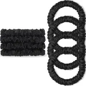 Scrunchies Hair Ties Silk Satin Scrunchy, WantGor Women 4PC Hair Bands | Pure Mulberry Silk Skinny Elastic Scrunchies Bracelets Ponytail Holders Hair Accessories (Black*4) Scrunchies Hair Ties Silk Satin Scrunchy, WantGor Women 4PC Hair Bands | Pure Mulberry Silk Skinny Elastic Scrunchies Bracelets Ponytail Holders Hair Accessories (Black*4)
