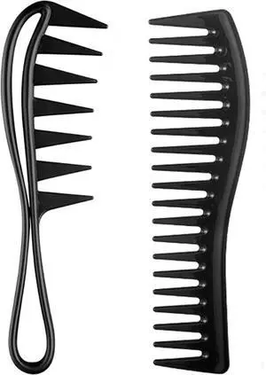 2-Pack Wide Tooth Styling Combs Detangle & Style Curly, Wet, Thick Hair | Professional Salon & Home Use | For Women & Men (Black) 2-Pack Wide Tooth Styling Combs Detangle & Style Curly, Wet, Thick Hair | Professional Salon & Home Use | For Women & Men (Black)
