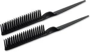 SIMPOR 3 Row Hair Comb for Natural Detangling Curly, Hair Styling Brush, Nylon Bristle Unbraider Teasing Rat Tail Comb for Women Men Black SIMPOR 3 Row Hair Comb for Natural Detangling Curly, Hair Styling Brush, Nylon Bristle Unbraider Teasing Rat Tail Comb for Women Men Black
