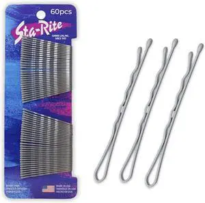 Sta-Rite Bobby Pins - Silver Hair Pins, 60-Count Pack | for Updos, Salon Styling, and Grey Hair, Made in USA Sta-Rite Bobby Pins - Silver Hair Pins, 60-Count Pack | for Updos, Salon Styling, and Grey Hair, Made in USA