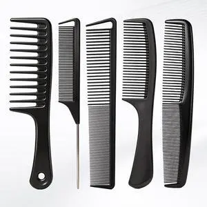5PCS Hair Comb Set - Professional Wide & Fine Tooth Rat Tail Combs for Men WomenCarbon Fiber Comb for Hair Cutting Styling Braiding Parting Teasing Tools(Black) 5PCS Hair Comb Set - Professional Wide & Fine Tooth Rat Tail Combs for Men WomenCarbon Fiber Comb for Hair Cutting Styling Braiding Parting Teasing Tools(Black)