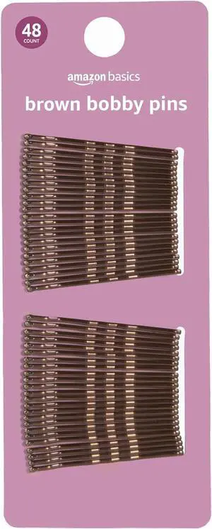 Amazon Basics No Slip Bobby Pins for All Hair Types, Secure Hold Hair Pins for Updos, Brunette Brown, 48 Count Amazon Basics No Slip Bobby Pins for All Hair Types, Secure Hold Hair Pins for Updos, Brunette Brown, 48 Count
