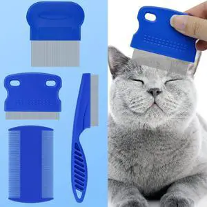 4-in-1 Pet Comb Set: Flea Lice Comb for Cats & Dogs, 4 Styles, All Hair Types, Blue 4-in-1 Pet Comb Set: Flea Lice Comb for Cats & Dogs, 4 Styles, All Hair Types, Blue