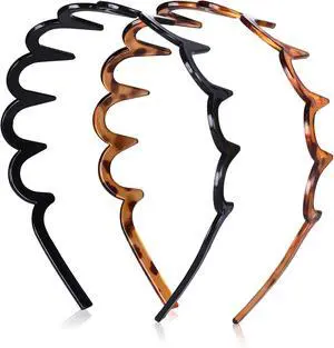 2 Pack Zig Zag Headbands for Women, Non-Slip Wavy Plastic Hair Comb Headbands with Teeth, U-Shape High Cranium Korean Style, Classic 90s Hair Accessories, Gifts for Women (Black & Brown) 2 Pack Zig Zag Headbands for Women, Non-Slip Wavy Plastic Hair Comb Headbands with Teeth, U-Shape High Cranium Korean Style, Classic 90s Hair Accessories, Gifts for Women (Black & Brown)