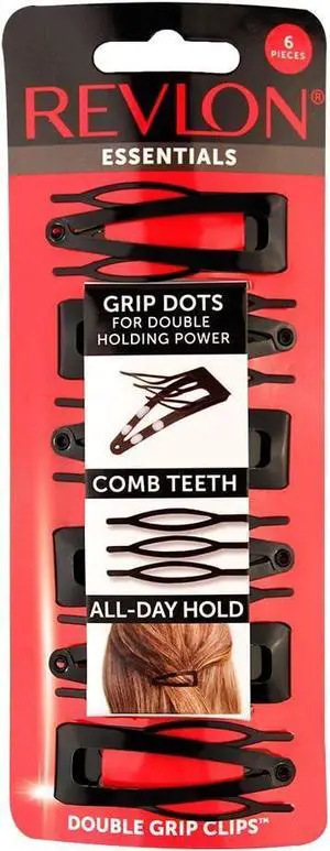 REVLON Double Grip Hair Clips, 6 Count | Grip Dots for Double Holding Power, Comb Teeth REVLON Double Grip Hair Clips, 6 Count | Grip Dots for Double Holding Power, Comb Teeth