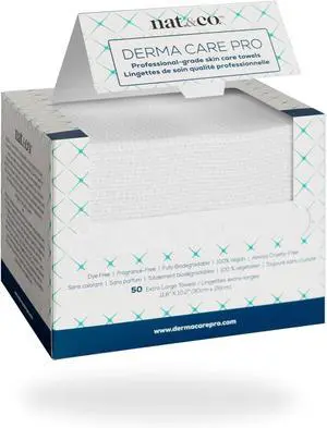 Nat.&Co. Derma Care Pro 100% USDA Biobased Material - Professional Grade Extra Large Face Towels - Bio-Based Towel, Makeup Remover Dry Wipes, Facial Wash Cloths for Sensitive and Clean Skin - 50 Count Nat.&Co. Derma Care Pro 100% USDA Biobased Material - Professional Grade Extra Large Face Towels - Bio-Based Towel, Makeup Remover Dry Wipes, Facial Wash Cloths for Sensitive and Clean Skin - 50 Count
