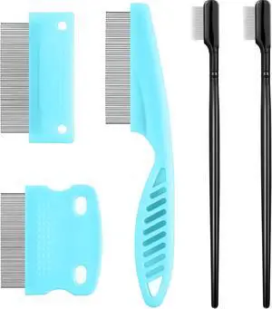 5 Pieces Dog Eye Combs Tear Stain Remover Combs Pet Grooming Comb for Small Dogs Gently Removing Eye Mucus and Crust (Light Blue, Black) 5 Pieces Dog Eye Combs Tear Stain Remover Combs Pet Grooming Comb for Small Dogs Gently Removing Eye Mucus and Crust (Light Blue, Black)