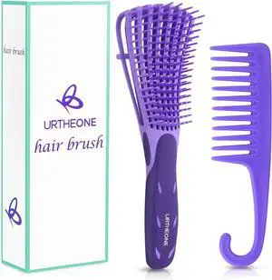 URTHEONE Detangling Brush for Black Natural Hair, 3A-4C Curly Afro Brush | Wet Dry Detangler Comb for Kinky Coily Wavy Hair, Pain Free No Pull with Comfortable Grip, Easy Clean for Adults Kids(Purple) URTHEONE Detangling Brush for Black Natural Hair, 3A-4C Curly Afro Brush | Wet Dry Detangler Comb for Kinky Coily Wavy Hair, Pain Free No Pull with Comfortable Grip, Easy Clean for Adults Kids(Purple)