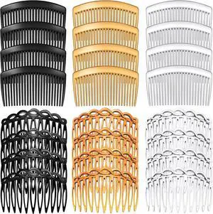 24 Pcs French Side Hair Twist Comb Accessories, 11/23 Teeth, Women | Plastic hair comb clips, black brown clear color, decorative secure hold for updo bun styles,wedding veil clip salon 24 Pcs French Side Hair Twist Comb Accessories, 11/23 Teeth, Women | Plastic hair comb clips, black brown clear color, decorative secure hold for updo bun styles,wedding veil clip salon