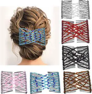 6 Pieces Magic Hair Comb Elastic Beaded Hair Clips Women Stretchy Bride Double Slides Hairpins Combs for Women Ladies Girls DIY Hair Styling Accessories 6 Pieces Magic Hair Comb Elastic Beaded Hair Clips Women Stretchy Bride Double Slides Hairpins Combs for Women Ladies Girls DIY Hair Styling Accessories