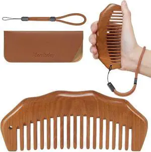 Wooden Comb for Pain Relief, Labor Comb with Wrist Strap | Anti-slip & Adjustable Strap, No Statics Wooden Comb for Hair Growth, for Scalp Massage & Distribute Oils, Peachwood Wooden Comb for Pain Relief, Labor Comb with Wrist Strap | Anti-slip & Adjustable Strap, No Statics Wooden Comb for Hair Growth, for Scalp Massage & Distribute Oils, Peachwood