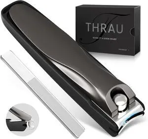 THRAU Anti-Splash Nail Clippers, Stainless Steel Toenail and Fingernail Clipper for Men & Women, Sharp Nail Cutter for Thick Nails, Gifted with Nano Glass Nail File (Large) THRAU Anti-Splash Nail Clippers, Stainless Steel Toenail and Fingernail Clipper for Men & Women, Sharp Nail Cutter for Thick Nails, Gifted with Nano Glass Nail File (Large)