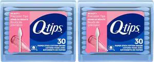 Q-tips Cotton Swabs Precision Tips, Travel Size Toiletries for Beauty and Home, 100% Cotton, 30 Count (Pack of 2) Q-tips Cotton Swabs Precision Tips, Travel Size Toiletries for Beauty and Home, 100% Cotton, 30 Count (Pack of 2)