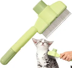 Dogs and Cats Comb with Release Button, Pet Hair Removal Tools with Safe Stainless Steel Teeth for Deshedding, Cat Grooming Supplies for Long/Short Hair, Cat Brush for Shedding, Green Dogs and Cats Comb with Release Button, Pet Hair Removal Tools with Safe Stainless Steel Teeth for Deshedding, Cat Grooming Supplies for Long/Short Hair, Cat Brush for Shedding, Green