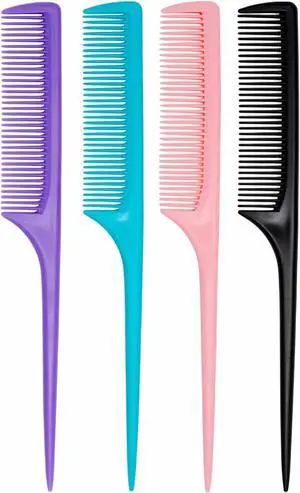 4 Pcs Rat Tail Comb Set for Women -Fine Tooth Styling comb with Pick, Anti-Static Heat Resistant Teasing Comb,Professional Hair Parting Tools for Smooth Detangling, Updos & Salon-Perfect Hairstyles. 4 Pcs Rat Tail Comb Set for Women -Fine Tooth Styling comb with Pick, Anti-Static Heat Resistant Teasing Comb,Professional Hair Parting Tools for Smooth Detangling, Updos & Salon-Perfect Hairstyles.