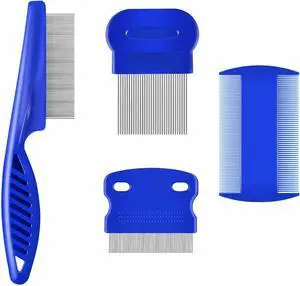 4 Pack Flea Lice Comb, Stainless Steel Dog Cat Grooming Combs with Rounded Teeth, Double Sided Professional Pet Tear Stain Remover, Dematting Tool for Small, Medium & Large Pets 4 Pack Flea Lice Comb, Stainless Steel Dog Cat Grooming Combs with Rounded Teeth, Double Sided Professional Pet Tear Stain Remover, Dematting Tool for Small, Medium & Large Pets