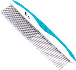 Pet Comb for Dogs and Cats, Stainless Steel Teeth Detangling Grooming Comb | Pets Hair Dematting Deshedding Brush, 7 1/4", Wide & Narrow Teeth, Non-Slip Handle, Remove Tangles, Mats, Knots & Loose Fur Pet Comb for Dogs and Cats, Stainless Steel Teeth Detangling Grooming Comb | Pets Hair Dematting Deshedding Brush, 7 1/4", Wide & Narrow Teeth, Non-Slip Handle, Remove Tangles, Mats, Knots & Loose Fur