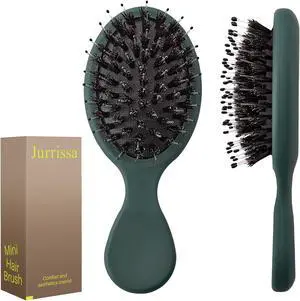 Mini Boar Bristles Hair Bursh, Travel Size Hair Brush for Women Men Kids, Protable Small Hair Brushes for Pockets Purses, Mini Hair Brush for Smooth Add Shine (1 Pack-Green) Mini Boar Bristles Hair Bursh, Travel Size Hair Brush for Women Men Kids, Protable Small Hair Brushes for Pockets Purses, Mini Hair Brush for Smooth Add Shine (1 Pack-Green)
