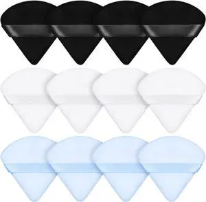 Maitys 12 Pcs Powder Puff Triangle,2.76 Inch,Black, White, Blue | Face Makeup Cosmetic for Women Velour Makeup Sponge for Foundation and Loose Powder, Washable Reusable Tool, Wet Dry Use Maitys 12 Pcs Powder Puff Triangle,2.76 Inch,Black, White, Blue | Face Makeup Cosmetic for Women Velour Makeup Sponge for Foundation and Loose Powder, Washable Reusable Tool, Wet Dry Use